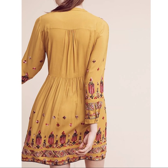 Anthropologie Sz L Embroidered V-Neck Dress by Floreat EUC. In great condition! - Picture 2 of 4
